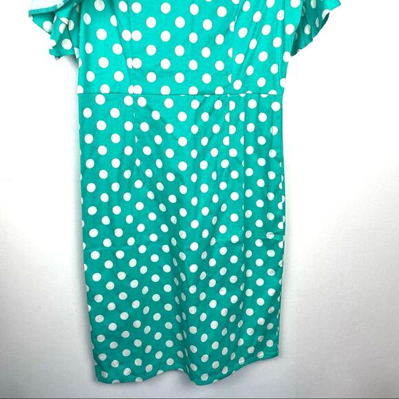 Mint Green Polka Dot Dress Ruffle Sleeves XXL - Picture 5 of 13